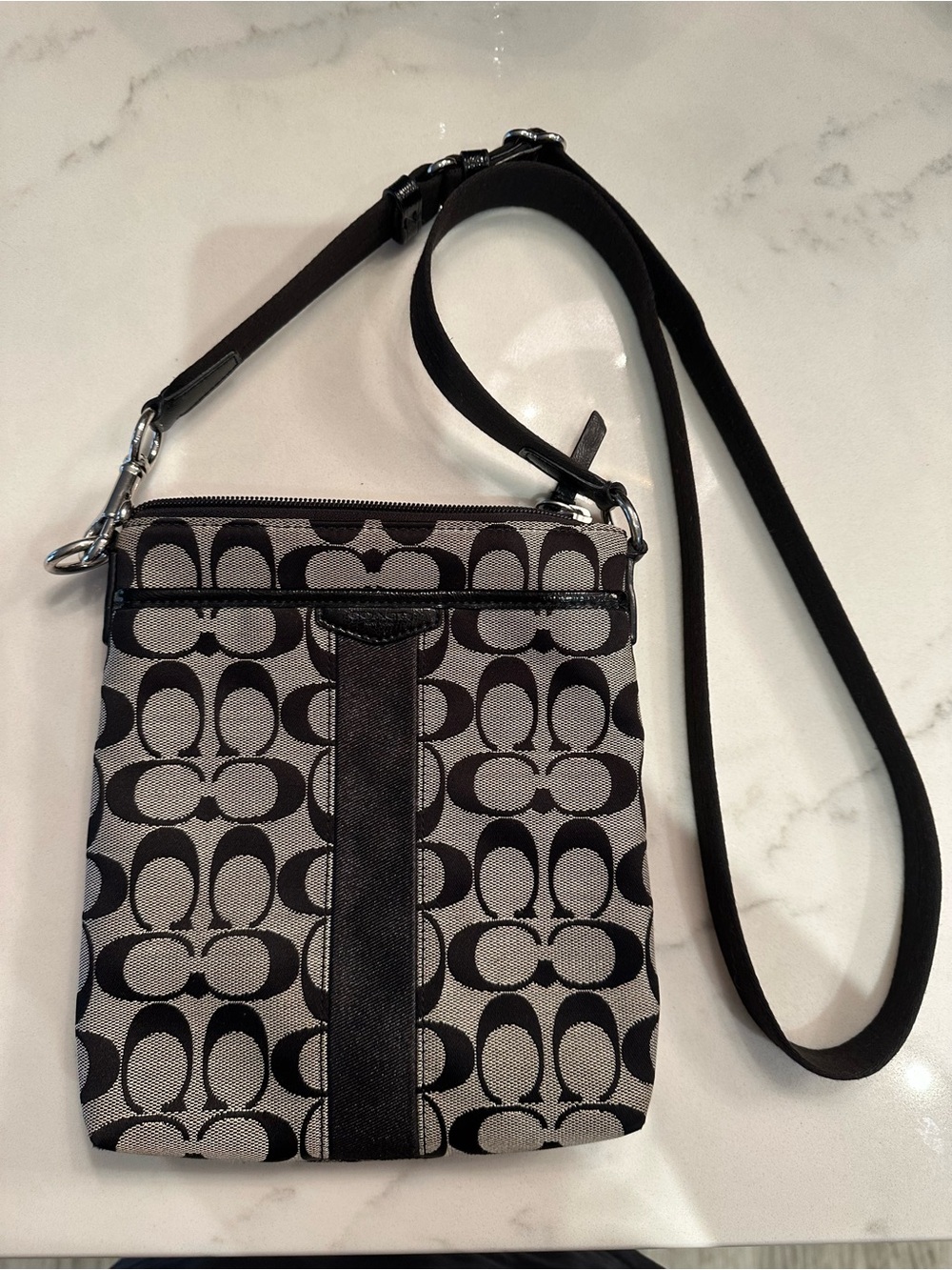Coach Black and Gray Signature Canvas Crossbody